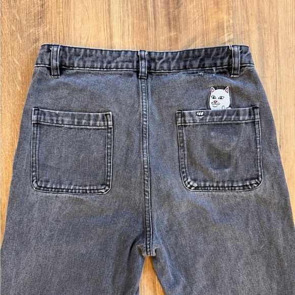 Ripndip Black Denim Straight Leg Men’s Jeans, Streetwear Cat Logo - Picture 5 of 15